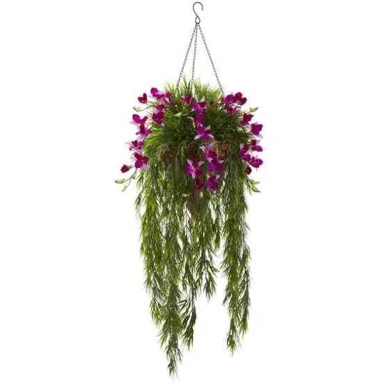 3.5ft. Purple Bamboo & Orchid Hanging Basket {1}