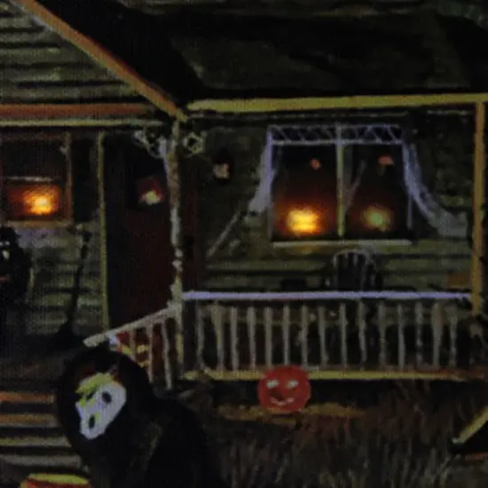 LED Lighted Creepy Haunted House Halloween Canvas Wall Art {6}