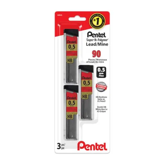 Pentel&reg; 0.5mm HB Super Hi-Polymer Mechanical Pencil Lead Refills, 90ct. {1}