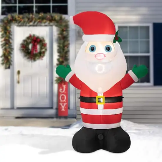 Glitzhome® 8ft. LED Lighted Musical Santa Inflatable Décor {4}