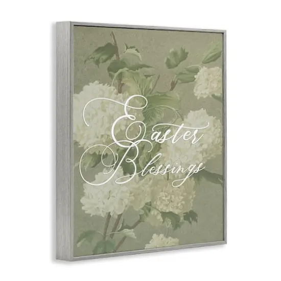Stupell Industries Easter Blessings Sentiment Vintage White Hydrangea Florals Green Framed Giclee Art Gray {4}