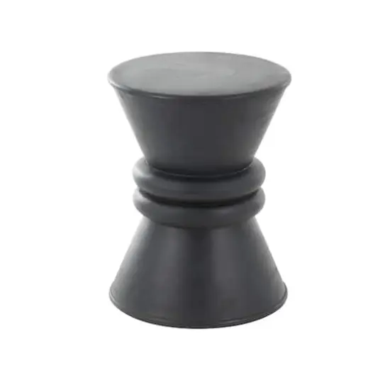 18" Black Wood Handmade Carved Hourglass Accent Table with 3D Ring Center {4}