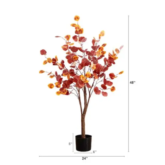 4ft. Pre-Lit LED Autumn Eucalyptus Artificial Fall Tree {5}