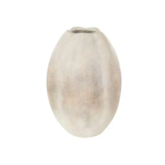 17" Cream Checkered Patterns Magnesium Oxide Decorative Vase {1}