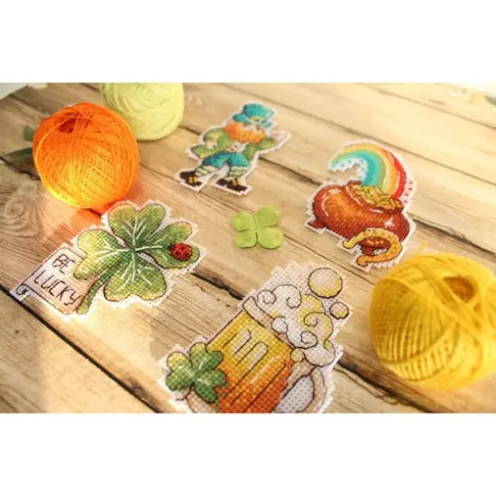 MP Studia St. Patrick's Day Magnets Plastic Canvas Counted Cross Stitch Kit {4}