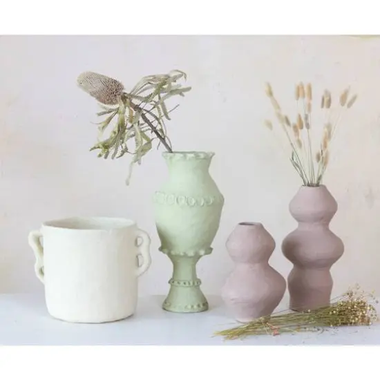 Hello Honey&reg; 17" Mint Handmade Paper Mache Vase with Embossed & Debossed Design {5}