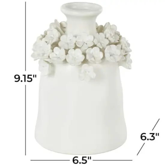 9" White Flower Decorative Ceramic Vase {8}
