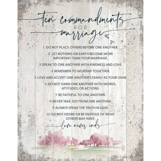 Ten Commandments For Marriage Wood Plaque {1}