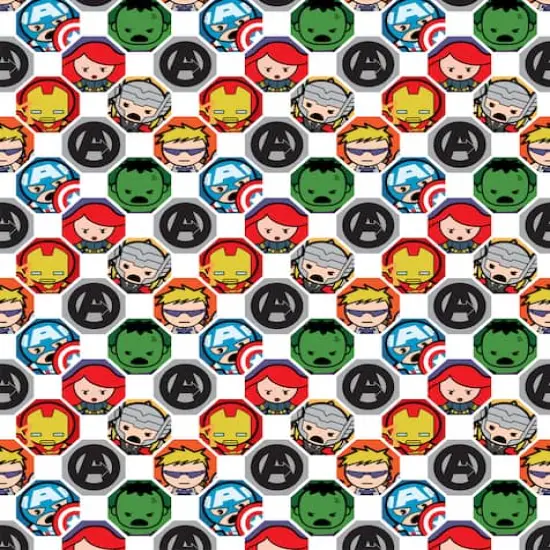 Marvel Kawaii Hex Grid Super Hero Cotton Fabric {1}