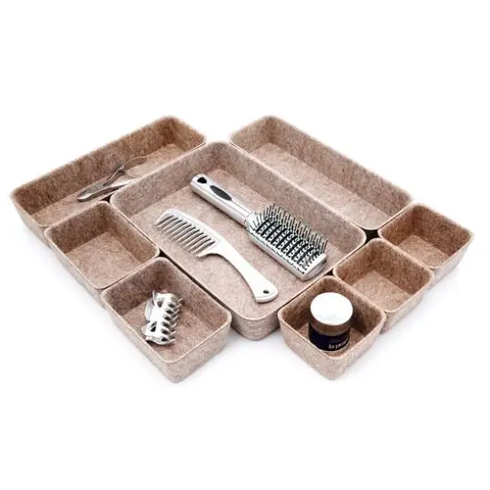 Welaxy Felt 8 Piece Drawer Organizer Tray Set Sandstone {6}