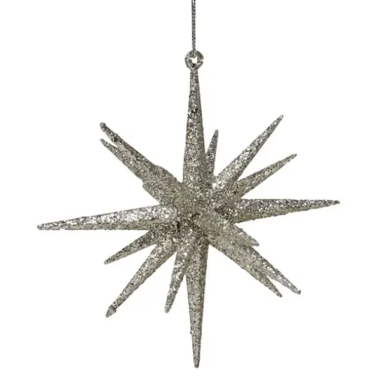 Sparkling Silver Glitter Starburst Ornament {1}