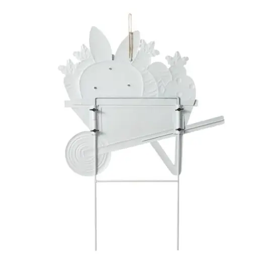 Glitzhome&reg; 24" Metal Easter Wheel Barrow Yard Stake {8}