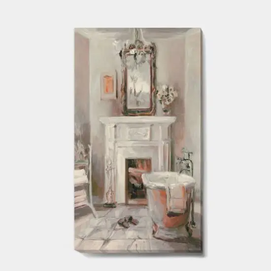 Designart - French Bath La baignoire II - Traditional Bathroom Gallery-wrapped Canvas {1}