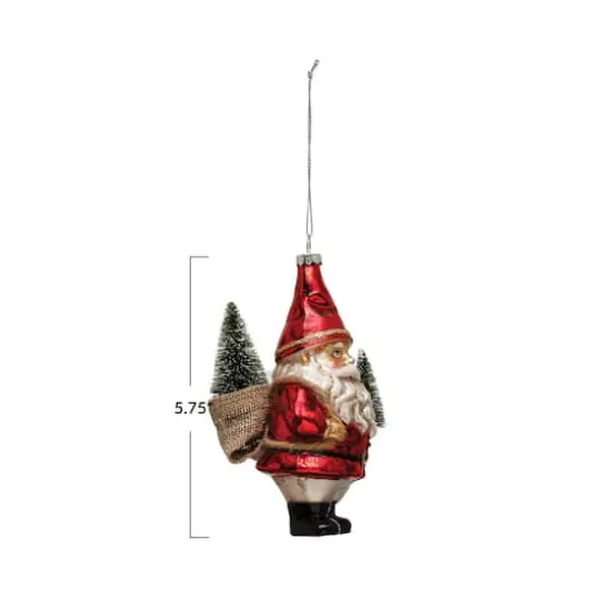 Hello Honey&reg; 5.75" Garden Santa Glass Ornament {4}