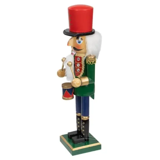 14" Wooden Christmas Nutcracker Drummer {3}