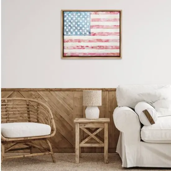 Stupell Industries Patriotic Brushed Flag Floater Framed Art Brown {3}