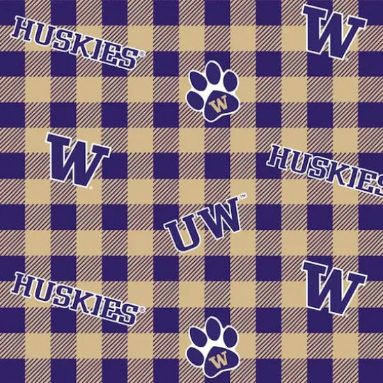 NCAA University of Washington Huskies Plaid Cotton Fabric {1}