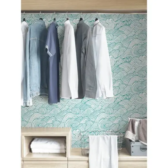 NuWallpaper Teal Saybrook Peel & Stick Wallpaper {7}