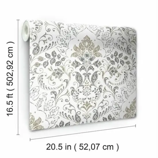 RoomMates Persian Damask Peel & Stick Wallpaper Gray and Beige {9}
