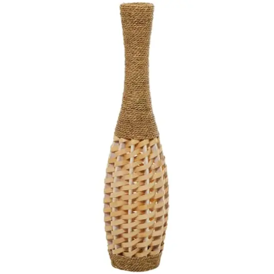 Brown Seagrass Handmade Thin Woven Floor Vase {5}