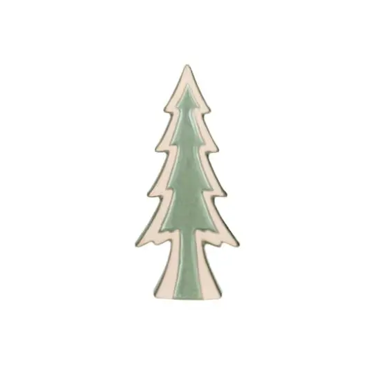 Hello Honey&reg; 8.25" Unglazed & Green Reactive Glaze Stoneware Tree D&eacute;cor Accent {1}