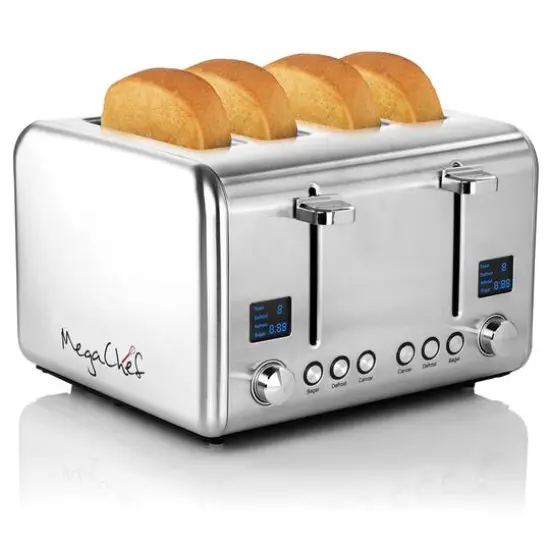 MegaChef Silver 4 Slice Toaster in Stainless Steel {10}