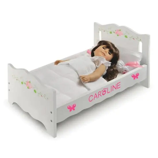Badger Basket White Rose Doll Bed with Bedding {6}
