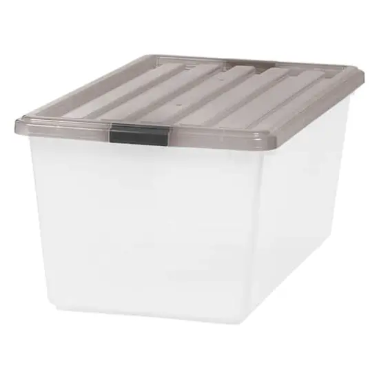 Iris® 91qt. Clear View Plastic Storage Bins with Gray Latching Buckle Lids, 4ct. {11}