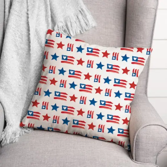Flags & Stars Pattern Throw Pillow {3}