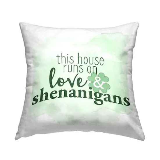 Stupell Industries This House Love & Shenanigans Shamrock, This House Love & Shenanigans Shamrock Decorative Printed Throw Pillow {1}