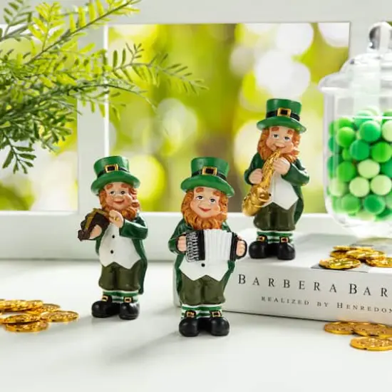 Glitzhome&reg; 5" St. Patrick's Leprechaun Musicians Table D&eacute;cor Set {3}