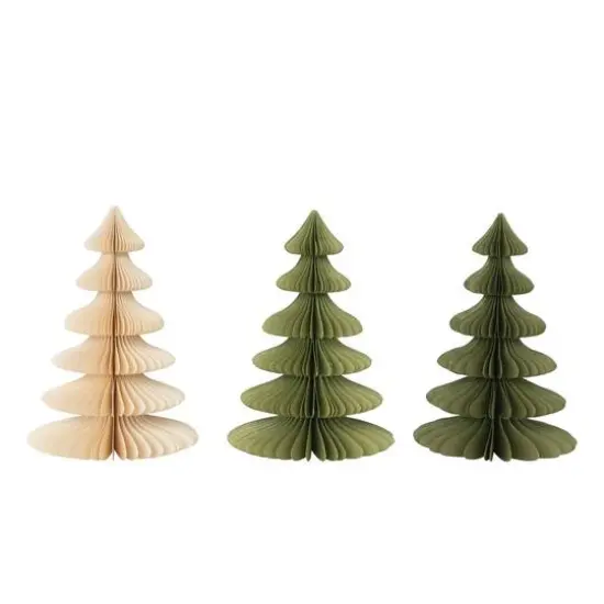 Hello Honey&reg; 9" Green & Cream Paper Honeycomb Tree Set {1}