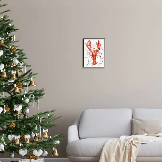 Stupell Industries Nautical Lobster Christmas Lights Framed Giclee Art Black {3}