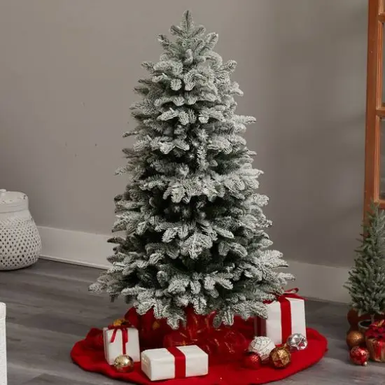 4ft. Pre-Lit Flocked North Carolina Fir Artificial Christmas Tree, Clear Lights {9}