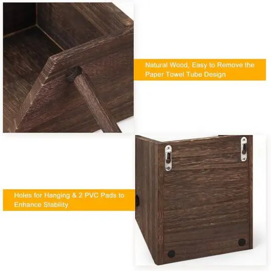 Rustic Brown Wood Toilet Paper Holder Wall Mount with Shelf {5}