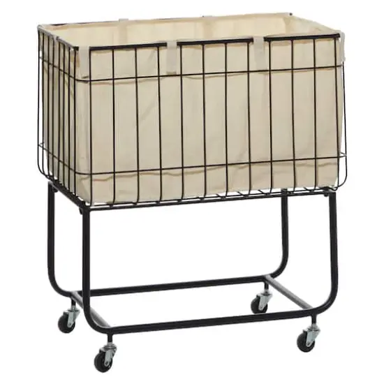 Black Contemporary Metal Storage Cart {1}