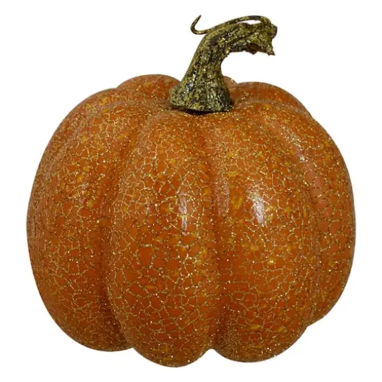 4" Orange & Green Artificial Fall Harvest Pumpkin Set {3}