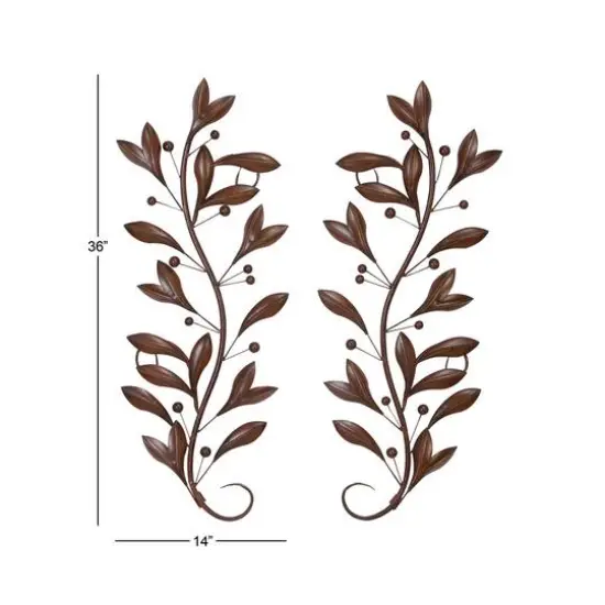 Brown Metal Traditional Floral Wall Accent, 2ct. {4}