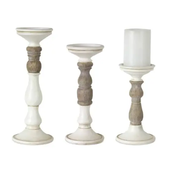 White & Natural Candle Holder Set, 8.5", 10.5" & 12.5" {1}