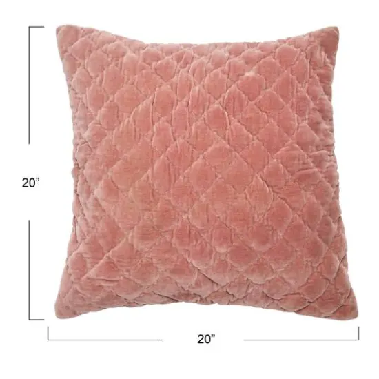 Hello Honey® 20'' Pink Square Quilted Velvet Pillow Cover {6}