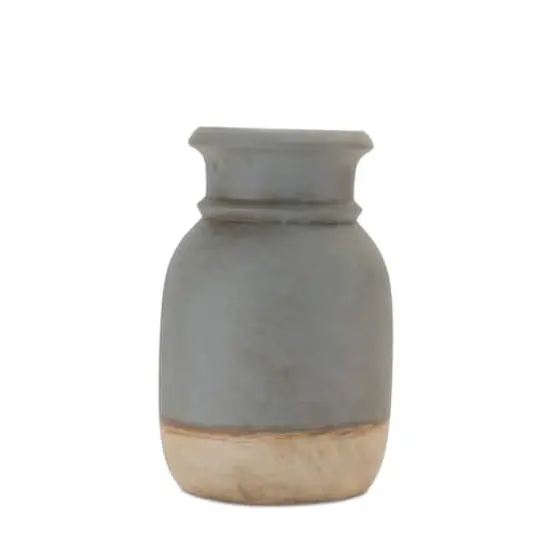 Gray & Beige Dual-Tone Ceramic Candle Holder Set {3}