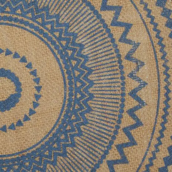 French Blue Aztec Print On Natural Round Jute Placemat (Set of 6) {4}