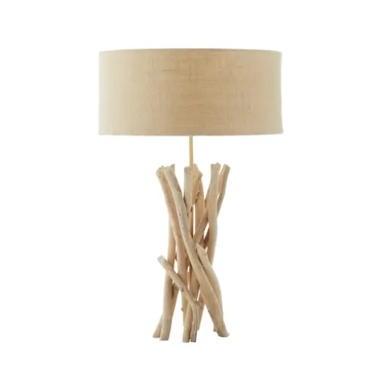 24" Natural Beige Wood Rustic Table Lamp {3}