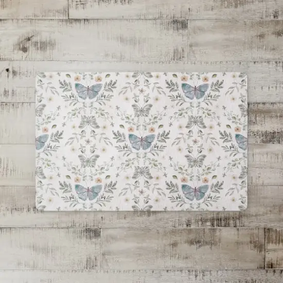 Butterfly Pattern Floor Mat White {3}