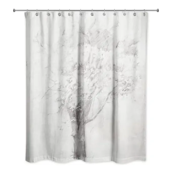 Tree Pencil Drawing Shower Curtain {1}