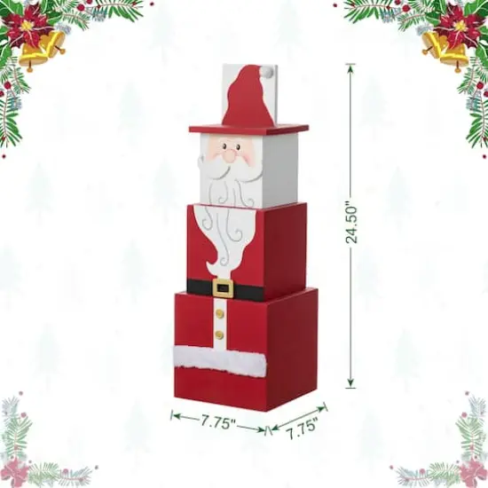 Glitzhome&reg; 24.5" Christmas Wood Santa and Nutcracker Reversible Boxed Porch Decor {9}
