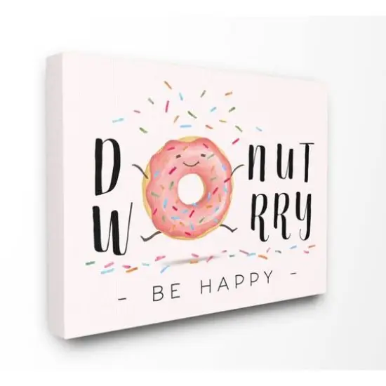 Stupell Industries Donut Worry Be Happy Canvas Wall Art {1}