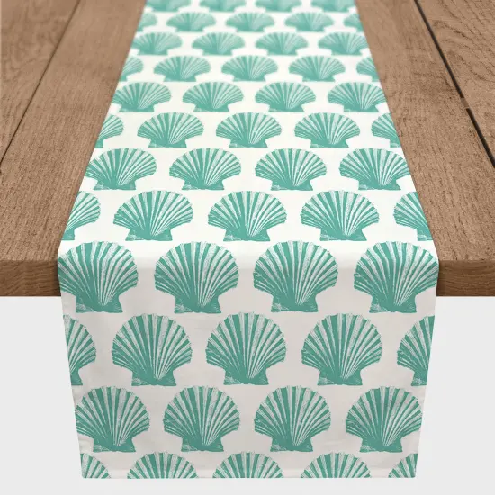 Shells Indoor/Outdoor Table Runner Teal Shells {4}