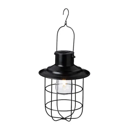 Glitzhome® 10" Wire Solar Powered Outdoor Hanging Lantern Black {1}