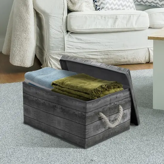 Sorbus 16.5" Rustic Wood Pattern Storage Box, 2ct. Gray Wood {5}